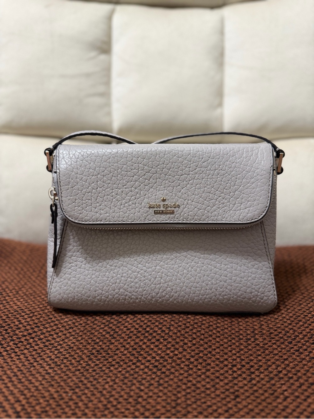 kate spade Pebbled Leather Crossbody in Light Gray